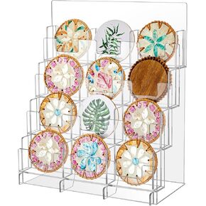 Clear Acrylic Greeting Card Display STAND STANE STANCER STAND CARCE DISTRED SPANCE RACK CARDREGINGER ORPECTION TOLED DESK DESK STAME تخزين صور البريد (12 شبكة ، 13'x7''x16 '')