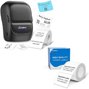 CLABEL Label Maker Machine with Tape 221B Inkless Label Printer Handheld Barcode Printer Compatible Include 2 Rolls 40 * 30Labels