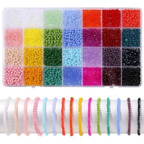 Sanendin 2800pcs Crystal Beads Jewelry Making Kit -28 Colors 3mm Clastal Glass Beads for Bracelets Making Kit ، AB Clater Clastal Beads Netlace Making Kit Diy Crafts for البالغين امرأة