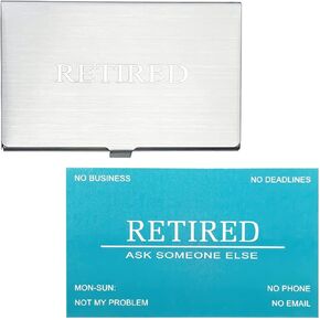 RXBC2011 Retired Business Cards Funny Retirement Gift (Pack of 50 Blue Cards/With Stainless Steel Case)