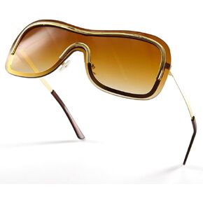 نظارة شمسية Y2k ملفوفة حولها مع ظلال درع كبيرة، هيكل معدني كبير طراز التسعينيات من القرن الماضي، نظارات شمسية مستقبلية UV400 LA042 in Kuwait