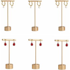 Gemeshou 6pcs Gold Consring Display T Bar Stand للبيع ، حامل حلق المجوهرات المعدنية ، حامل عروض قرط صغير ، دعائم فوتوغرافية لتصوير المجوهر