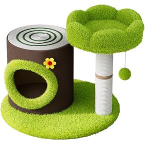 Cat Tree, Small Cat Tree Tower for Indoor Cats, Cute Cat House with Sisal-Covered Scratching Posts，Tree Stump Cat Condo for Small Large Cats