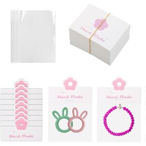 100pcs تعبئة المجوهرات للأعمال التجارية الصغيرة ، وبطاقات عرض المجوهرات اللطيفة مع أكياس واضحة للبيع ، مجموعة تغليف ملونة صغيرة للأساور ، سلاسل المفاتيح ، القرط (الأرجواني)