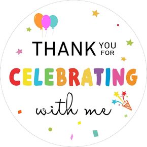 128PCS Thank You Stickers,2 Inch Personalized Stickers Thank You for Celebrating with Me Labels for Birthday, Party Favors, Envelope Seals & Packaging