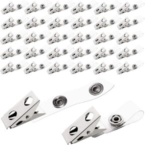 500 PCS مقاطع شارة معدنية مع أحزمة PVC واضحة ومقاطع شارة ثقب مزدوجة لبطاقات الهوية ، وحاملي الشارات ، وعلامات اسم المستلزمات المكتبية