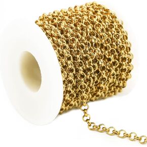 Silver Rolo سلسلة المجوهرات صنع لوازم 9.8 قدم - 4 ملم سلسلة ارتباط كبيرة لسلاسل قبعة سوار DIY