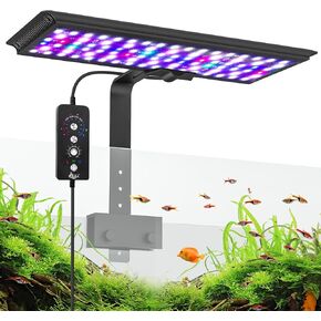 AQQA LED Aquarium Light 24W, 24/7 Mode Clip on Fish Tank Light, DIY Mode Full Spectrum Aquarium Plant Light, Adjustable Timer/Brightness with Memory Function IP68 Waterproof for 24-32 Inch Fish Tank