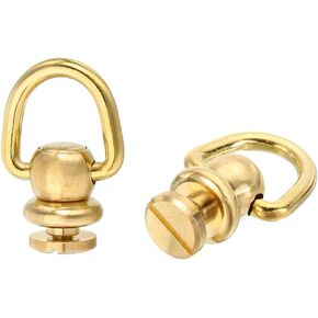 uxcell 2Pcs Brass Rivets Stud Screw, 13mm Solid Brass D Ring Ball Studs Rivets 360 Rotatable Purse Ball Stud Screw for Purse Belt Handbag, Gold