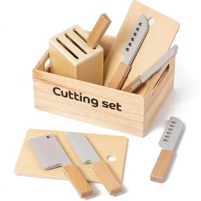 10 PCS Play Wooden Play مجموعة لمطبخ الأطفال ، ألعاب الفاكهة الخشبية للأطفال الصغار والأطفال الذين تتراوح أعمارهم