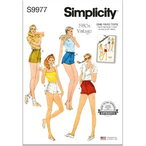 Simplicity SS9977A Vintage 1980's Misses' Shorts Sewing Pattern Packet, Design Code S9977, Sizes 6-8-10-12-14, Multicolor