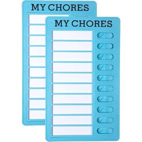 Dry Erase Chore Chart for Kids with Planner Stickers and Dry Erase Marker (2PCs) Chore Board, ADHD Tools, to Do List Planner and Behavior Chart for Kids at Home with 10 Sliders (Pink & Blue)