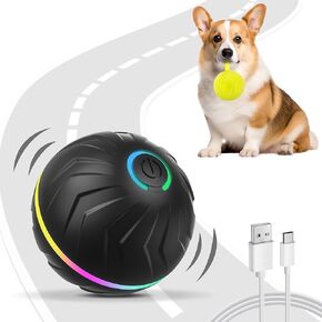 Interactive Dog Toys Ball, Moving Activated Automatic Bouncing Rolling Dog Balls with Led Lights, Smart Interactive Dog Toy for Puppy/Small/Medium Dogs & USB Rechargeable