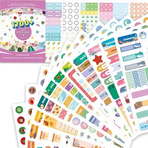 Seasonal Planner Stickers - 24 Sheets 1700+ Greenery Holiday Calendar Stickers for Planning, Journal, Scrapbook, Journaling - Monthly Week Date Stickers for Daily, Planner Accessories