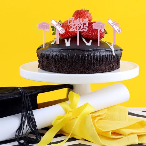 Boao 90 Pieces Class of 2025 Theme Graduation Cake Topper Plastic Cupcake Picks Graduation Cupcake Decorations for Party Supplies and Favors, 3 Styles(Pink) in Saudi Arabia