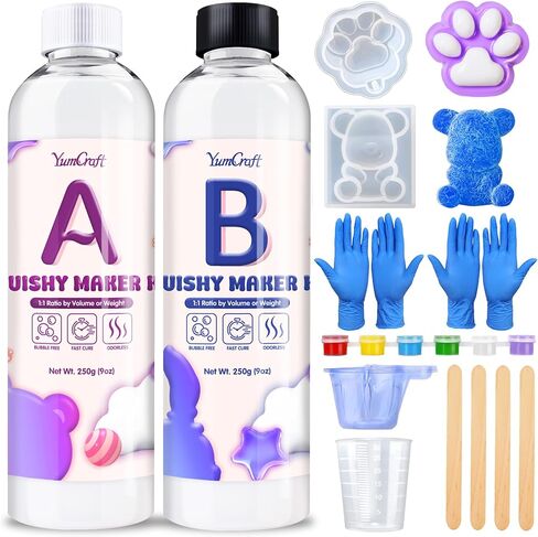 Liquid Silicone for Squishy Maker, 18oz Silicone Rubber for Making Taba Squishy, 2 Part Liquid Silicone for Taba Squishy, Super Soft DIY Decompression Gift, Custom Cat Paws + Flocking, Fast Cure in Kuwait