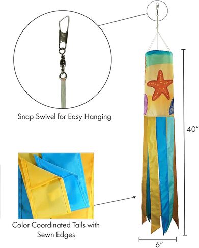 في Breeze Seashell Windsock بحجم 40 بوصة ، Windsock الشاطئ الخارجي ، 5196 in Kuwait