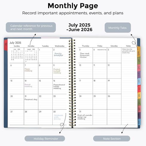 SKYDUE Appointment Book 2025-2026, Academic Hourly Planner from July 2025 - June 2026, 8.5" X 11" Weekly & Monthly Schedule Planner with 15-Minute Interval- Perfect for Daily Planning in Saudi Arabia