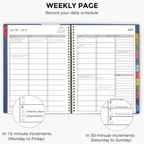 SKYDUE Appointment Book 2025-2026, Academic Hourly Planner from July 2025 - June 2026, 8.5" X 11" Weekly & Monthly Schedule Planner with 15-Minute Interval- Perfect for Daily Planning in Saudi Arabia