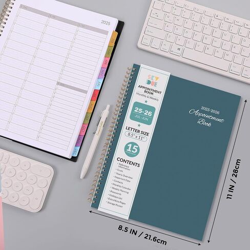 SKYDUE Appointment Book 2025-2026, Academic Hourly Planner from July 2025 - June 2026, 8.5" X 11" Weekly & Monthly Schedule Planner with 15-Minute Interval- Perfect for Daily Planning in Saudi Arabia