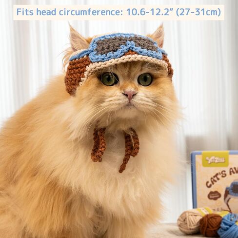 yeezhee crochet kit للمبتدئين المتوسطين والمتقدمين ، مجموعة كاتوشيت كات هات مع دروس فيديو خطوة بخطوة ، مجموعة قبعة للحيوانات الأليفة DIY مع ثقوب الأذن ، هدية الحياكة للأطفال البالغين ، الطيارون in Kuwait
