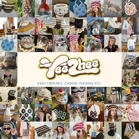 yeezhee crochet kit للمبتدئين المتوسطين والمتقدمين ، مجموعة كاتوشيت كات هات مع دروس فيديو خطوة بخطوة ، مجموعة قبعة للحيوانات الأليفة DIY مع ثقوب الأذن ، هدية الحياكة للأطفال البالغين ، الطيارون in Kuwait