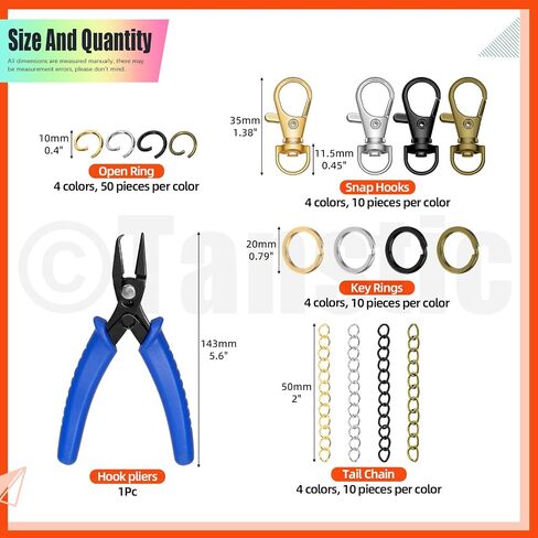 Tanstic 321Pcs Keychain Making Kit, Swivel Lanyard Snap Hook Key Chain with Rings Jump Rings for Key Chain, Jewelry Making and Crafts in Saudi Arabia
