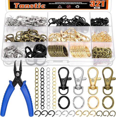 Tanstic 321Pcs Keychain Making Kit, Swivel Lanyard Snap Hook Key Chain with Rings Jump Rings for Key Chain, Jewelry Making and Crafts in Saudi Arabia