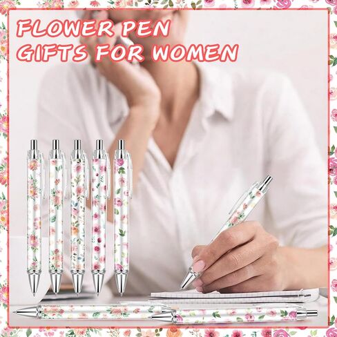 30 PCS Pink Floral Pens Flower Ballpoint Pens 0.5 mm Rollerball Tip Cute Fashionable Retractable Ballpoint Pen for Office Supplies Black Ink, Medium Point (Pink Flower, 30) in Kuwait