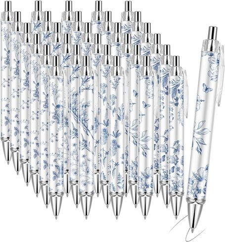 30 PCS Pink Floral Pens Flower Ballpoint Pens 0.5 mm Rollerball Tip Cute Fashionable Retractable Ballpoint Pen for Office Supplies Black Ink, Medium Point (Pink Flower, 30) in Kuwait