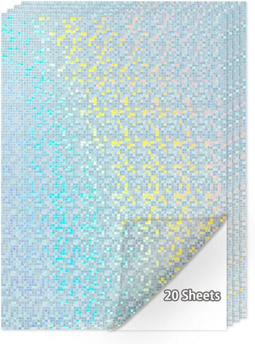 20 Sheets Printable Holographic Sticker Paper,11.7 x 8.3 Inches Printable Waterproof Paper Rainbow Vinyl Sticker Paper for Inkjet or Laser Printer（Laser straw pattern） in Saudi Arabia