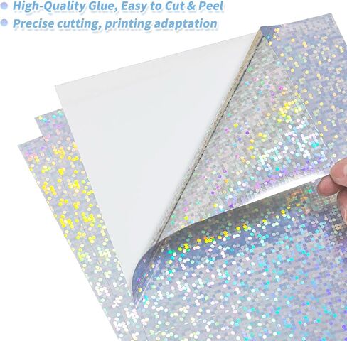 20 Sheets Printable Holographic Sticker Paper,11.7 x 8.3 Inches Printable Waterproof Paper Rainbow Vinyl Sticker Paper for Inkjet or Laser Printer（Laser straw pattern） in Saudi Arabia