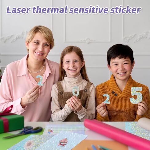 20 Sheets Printable Holographic Sticker Paper,11.7 x 8.3 Inches Printable Waterproof Paper Rainbow Vinyl Sticker Paper for Inkjet or Laser Printer（Laser straw pattern） in Saudi Arabia