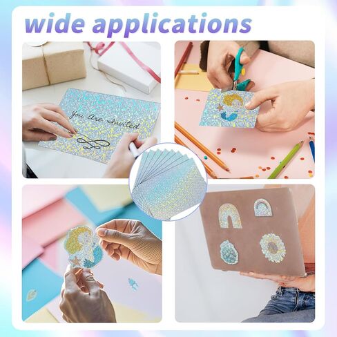 20 Sheets Printable Holographic Sticker Paper,11.7 x 8.3 Inches Printable Waterproof Paper Rainbow Vinyl Sticker Paper for Inkjet or Laser Printer（Laser straw pattern） in Saudi Arabia