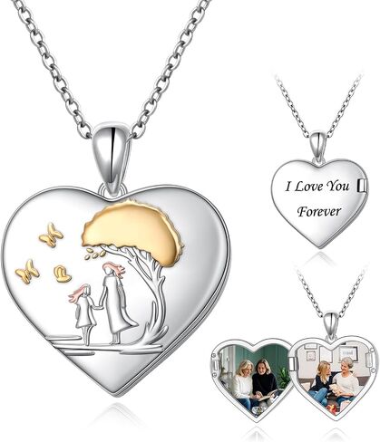 Alphm Sterling Silver Heart Shaped Locket Necklace That Holds Pictures Photo Keep Someone Near to You Keepsake Memory Jewelry for Women Mom Wife in Saudi Arabia