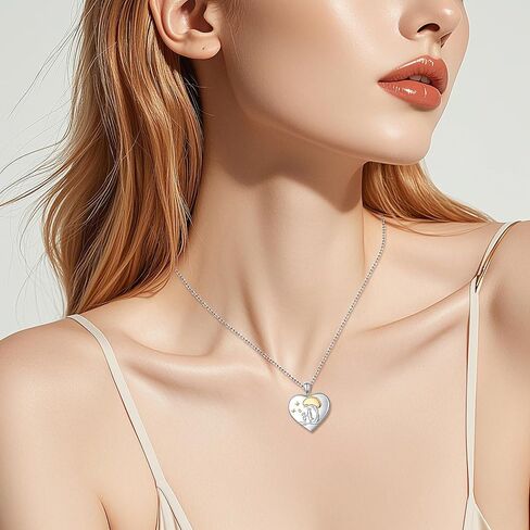 Alphm Sterling Silver Heart Shaped Locket Necklace That Holds Pictures Photo Keep Someone Near to You Keepsake Memory Jewelry for Women Mom Wife in Saudi Arabia