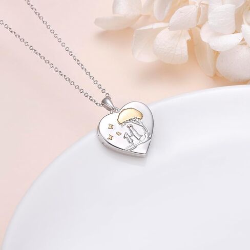 Alphm Sterling Silver Heart Shaped Locket Necklace That Holds Pictures Photo Keep Someone Near to You Keepsake Memory Jewelry for Women Mom Wife in Saudi Arabia