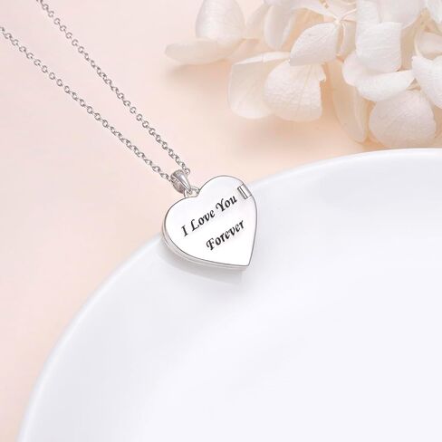 Alphm Sterling Silver Heart Shaped Locket Necklace That Holds Pictures Photo Keep Someone Near to You Keepsake Memory Jewelry for Women Mom Wife in Saudi Arabia