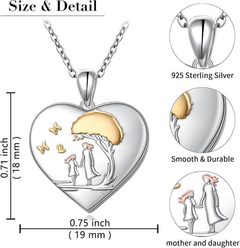 Alphm Sterling Silver Heart Shaped Locket Necklace That Holds Pictures Photo Keep Someone Near to You Keepsake Memory Jewelry for Women Mom Wife in Saudi Arabia