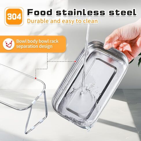 Elevated Cat Bowls,304 Stainless Steel Cat Bowls,15° Tilted Raised Cat Food Bowls,Stand Anti Vomiting Pet Bowls for Cats and Puppy (Single Bowl) in Kuwait