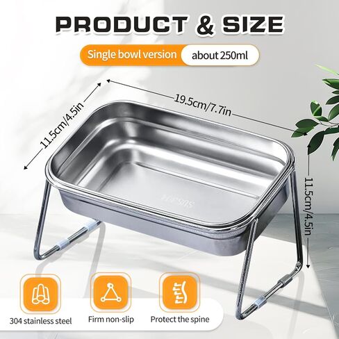 Elevated Cat Bowls,304 Stainless Steel Cat Bowls,15° Tilted Raised Cat Food Bowls,Stand Anti Vomiting Pet Bowls for Cats and Puppy (Single Bowl) in Kuwait