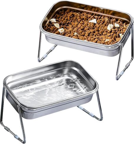 Elevated Cat Bowls,304 Stainless Steel Cat Bowls,15° Tilted Raised Cat Food Bowls,Stand Anti Vomiting Pet Bowls for Cats and Puppy (Single Bowl) in Kuwait