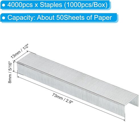 PATIKIL 23/8 Staples for Stapler, 2Box 2000pcs 5/16" Leg Length Standard Flat Clinch Chisel Point Staples Jam-Free for Office Desktop Home Supplies, Silver in Kuwait