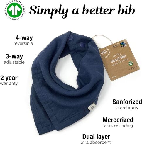 Kishu Baby Indi - Premium GOTS Certified Organic Bandana Scarf Bib (Charcoal) in Kuwait