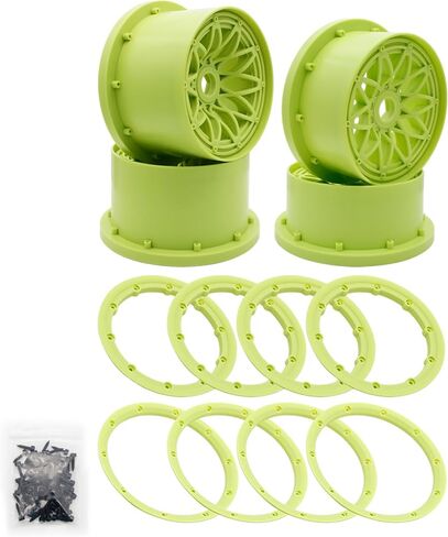 Nylon Front and Rear Wheel Hub Rim Beadlock Ring Set Green for 1/5 Hpi Rovan Km Baja 5B LOSI 5IVE T WLT SLT 4WD Rc Car Parts in Saudi Arabia