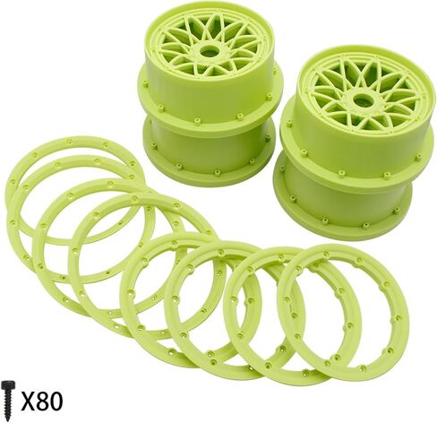 Nylon Front and Rear Wheel Hub Rim Beadlock Ring Set Green for 1/5 Hpi Rovan Km Baja 5B LOSI 5IVE T WLT SLT 4WD Rc Car Parts in Saudi Arabia