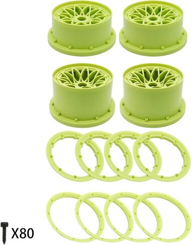 Nylon Front and Rear Wheel Hub Rim Beadlock Ring Set Green for 1/5 Hpi Rovan Km Baja 5B LOSI 5IVE T WLT SLT 4WD Rc Car Parts in Saudi Arabia