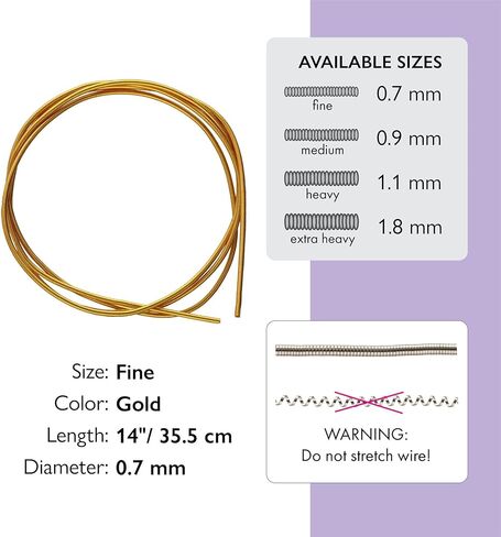The Beadsmith French Wire – Silver Color – Size Medium (.9mm Diameter) – 14 Inches, Bullion, Gimp – Use to Conceal Beading Wire Next to Crimps and Clasps in Kuwait