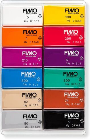 STAEDTLER 8043 C12-1 FIMO Professional Oven-Hardening Polymer Modelling Clay - Assorted Colours (Pack of 12 x 25g Blocks) in Saudi Arabia