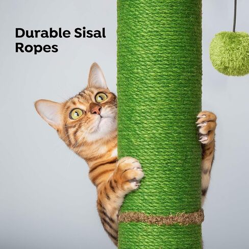 Veehoo 33.5" Tall Cat Scratching Post, 4.5Inch Diameter Thick Cat Scratching Post for Indoor Cats Adults, Cat Scrath Post with Plush Perch & Cute Toys, Sisal Cat Scratcher Post for Kittens in Saudi Arabia